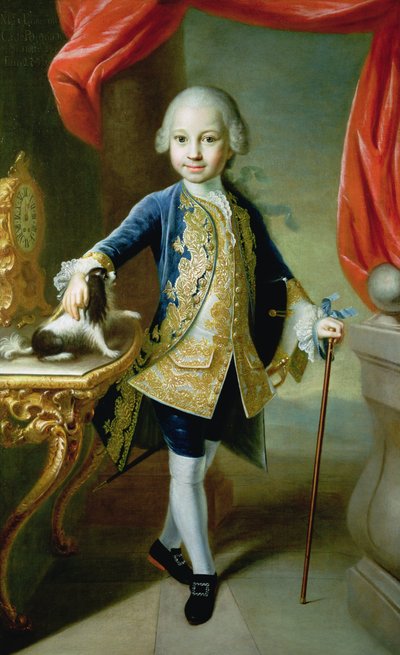 Portret van een Jongen met Huisdier Spaniel, 18e eeuw door Martin II Mytens or Meytens